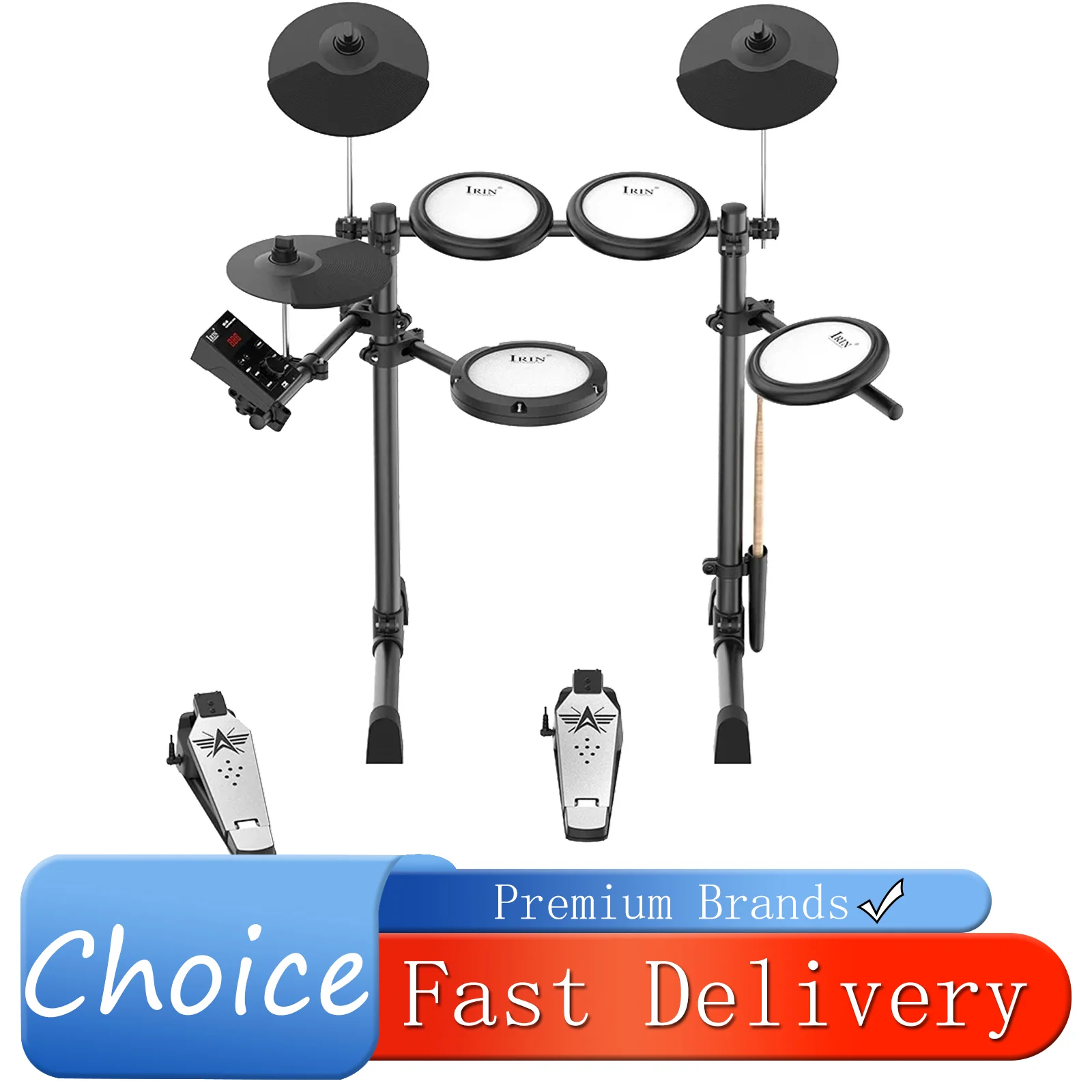 

IRIN ND-08 Electronic Drum Set Convenient 5-Drum 3-cymbal Electronic Drum Kit 300 Tones Support USB MIDI BT With Headphone