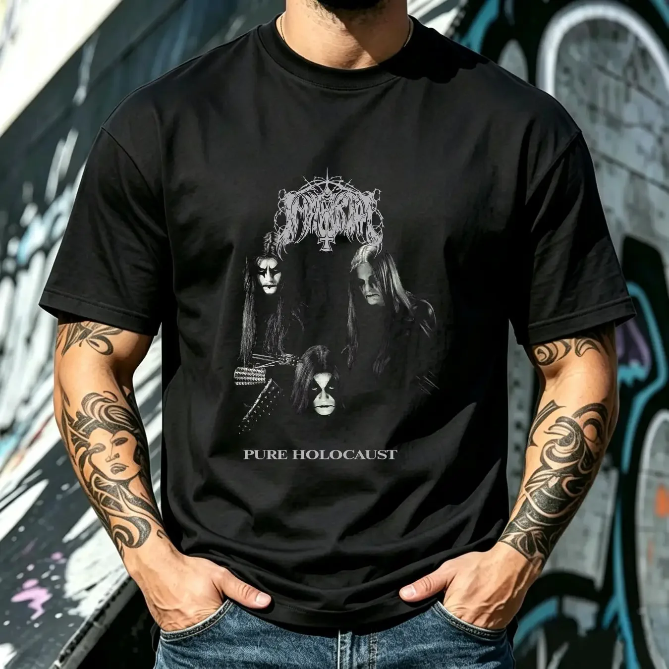 washed T Shirt Inspired Immortal Pure Holocaust Black Men Fans Size S to 5XL TM674 vintage Washed Unisex Breathable fashion