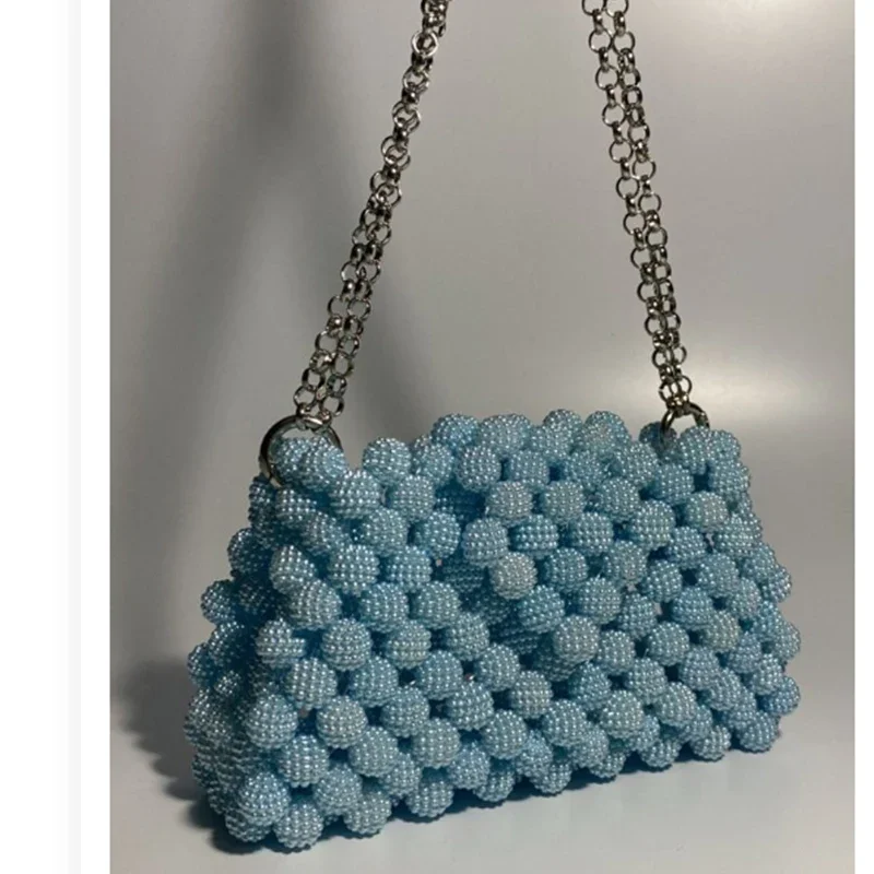 Handmade Fashionable Women's Bags with Customized Niche Designs Beaded Chains Women's Shoulder Bags New Summer Carrying Handheld