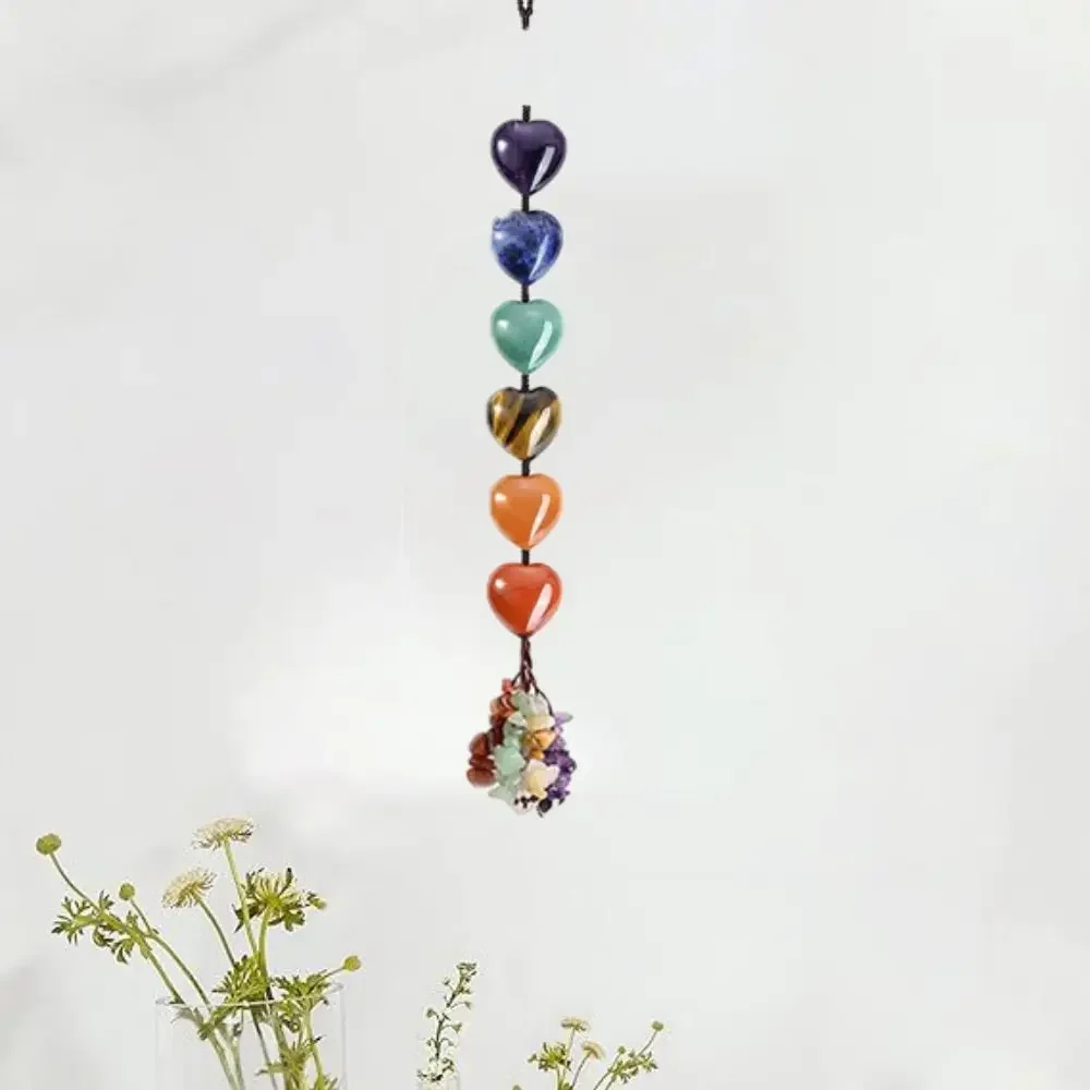 Handmade Natural Stone Ornaments7 Chakras Crystal Hanging Ornament Charming Mysterious Car Hanging Pendant