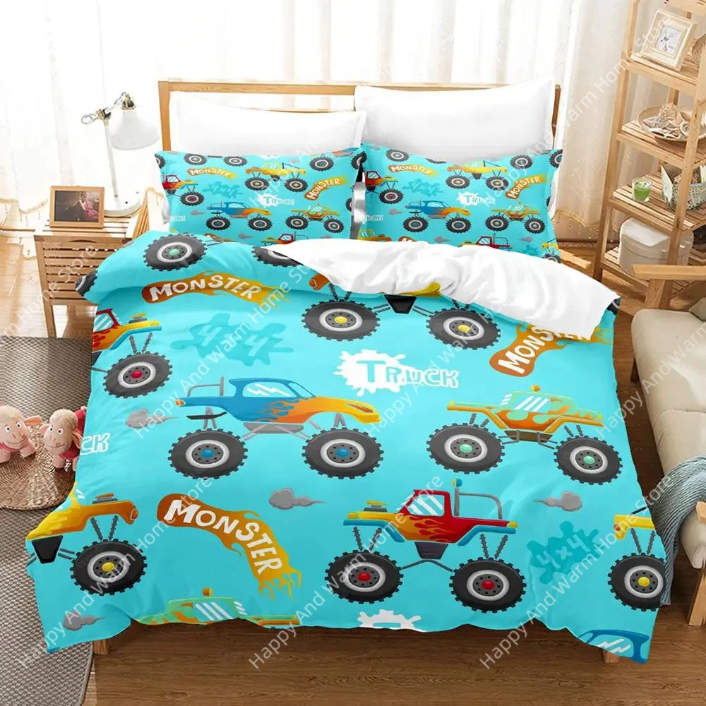 

Colour Cartoon Monster Trucks DS Bedding Set Single Twin Full Queen King Size Bed Set Adult Boys Bedroom Duvetcover Sets Anime