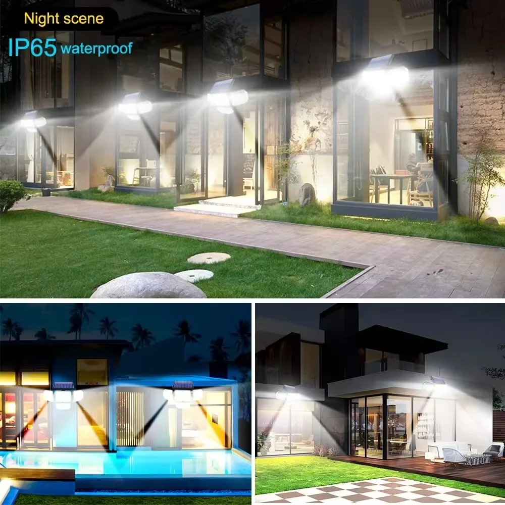 Luz Solar 122/333led IP65 lámpara Solar impermeable para jardín interior y exterior con cabezal ajustable ángulo de iluminación amplio con 3 modos