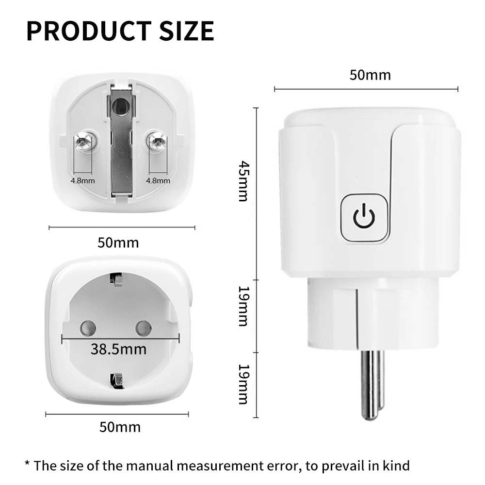 Gniazdko Inteligentne TNCE Tuya Wifi/Zigbee3.0 Wtyczka EU 16/20A Monitorowanie Zużycia Energii Zdalne Sterowanie Aplikacja SmartLife Współpracuje z Alexa Alice — zdjęcie 2
