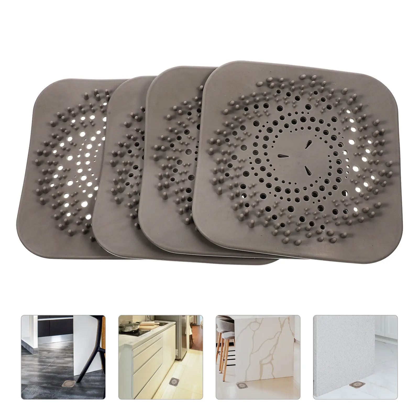 

4Pcs Multi-Functional Square Hair Drain Catcher for Bathroom Tub Kitchen Easy Install Fine Filtering Shower Drain Hair Catcher