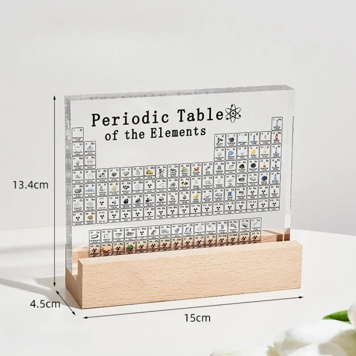 Periodic Table Of Elements Desk Ornament Lucency Resin Color Decoration Gift Teacher Chemistry Teaching Home Artware Nightlight