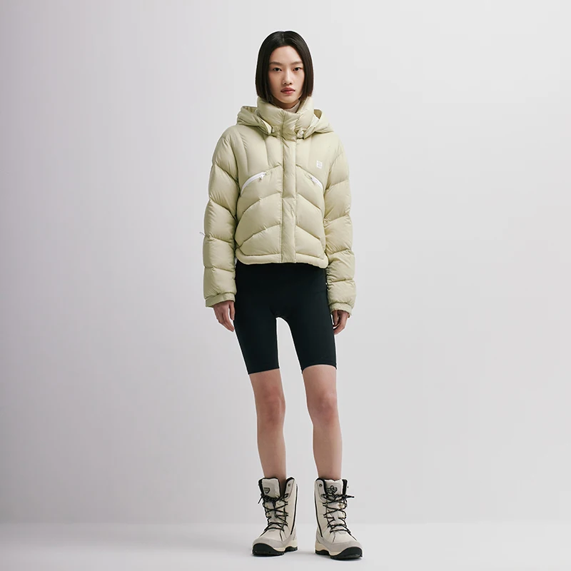 เสื้อแจ็คเก็ตดาวน์สั้นสำหรับผู้หญิง Chericom ขนเป็ด 90% ดีไซน์มีฮู้ด สไตล์พัฟเฟอร์ อุ่นสบาย สปอร์ต-ชิค ดีไซน์พองตัว รุ่น Y298008Y