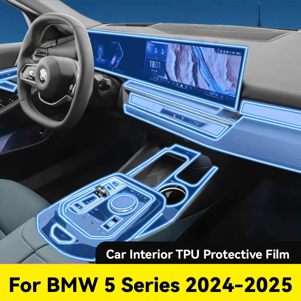 

Tpu Transparent Film for BMW 5 Series 2024 2025 Car Interior Sticker Center Console Gear Navigation Dashboard Door Window Panel