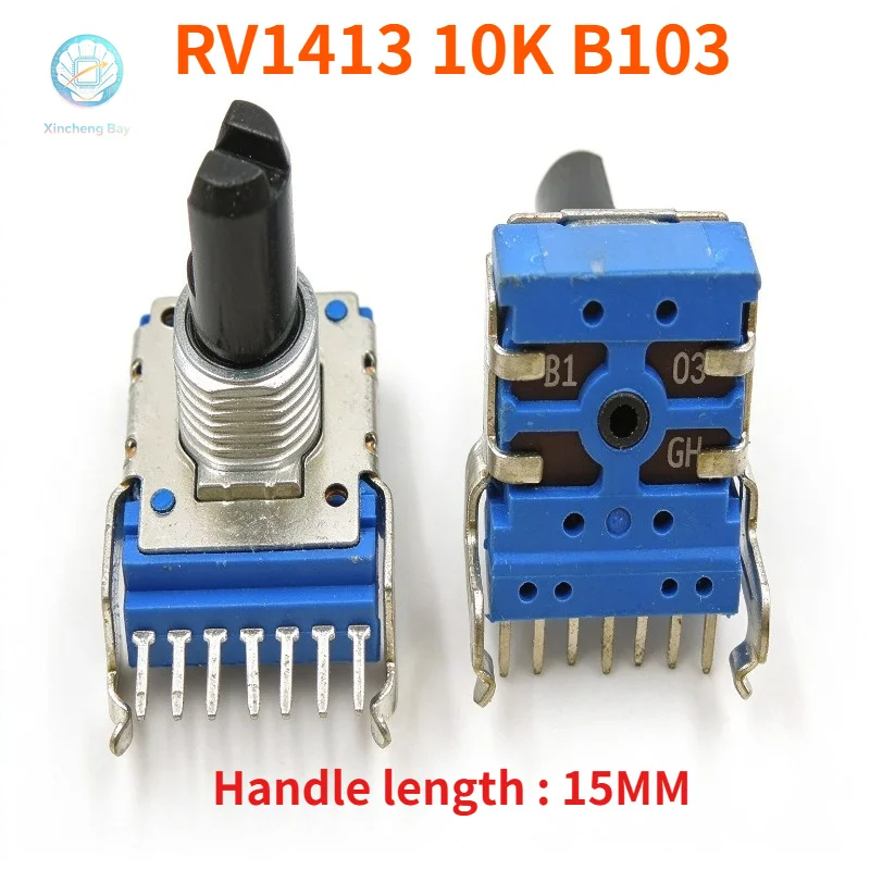 10pcs RV1413 amplifier potentiometer B103 potentiometer half handle 10K 7-pin with bracket handle length 15MM