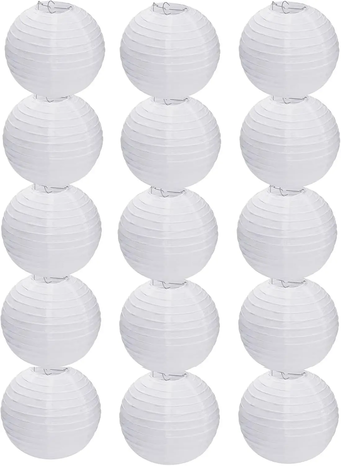 

White Paper Lanterns 15-Pack, 6-14 inch, for Parties & Decor