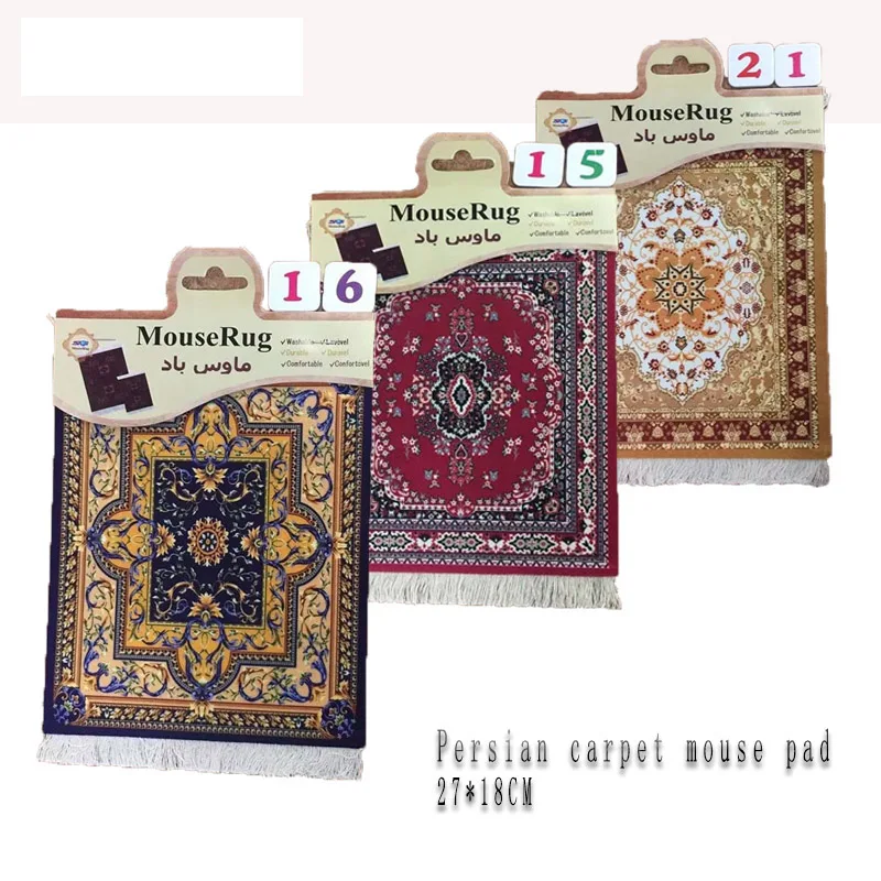 Persian Mini Woven Rug Mat Mousepad Retro Style Carpet Pattern Cup laptop PC Mouse Pad with Fring Home Office Table Decor Craft