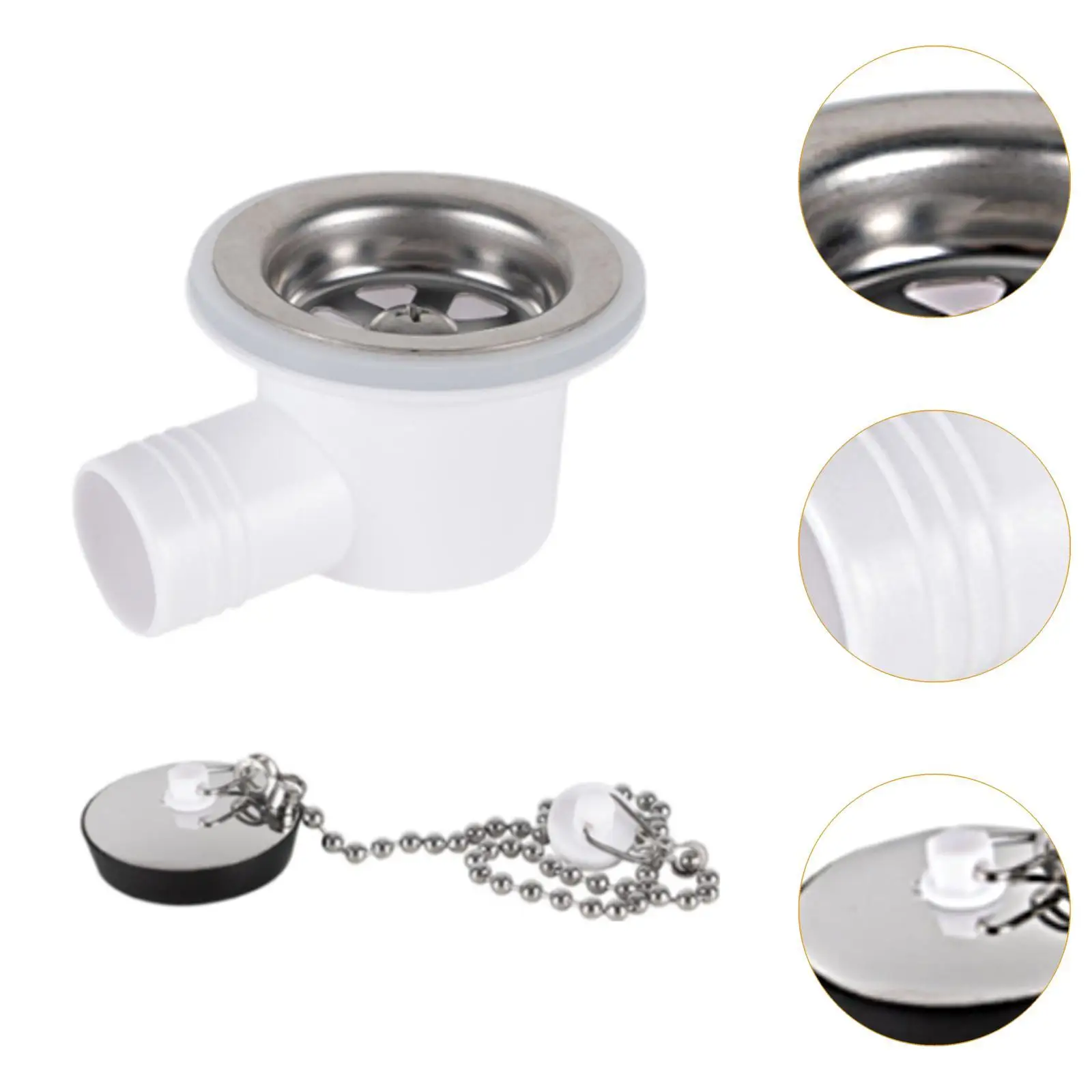 Sink Waste Drain Plug Hole Angle Fitting Spare Parts Easy to Install Stainless Steel Premium for RV Boat Motorhome