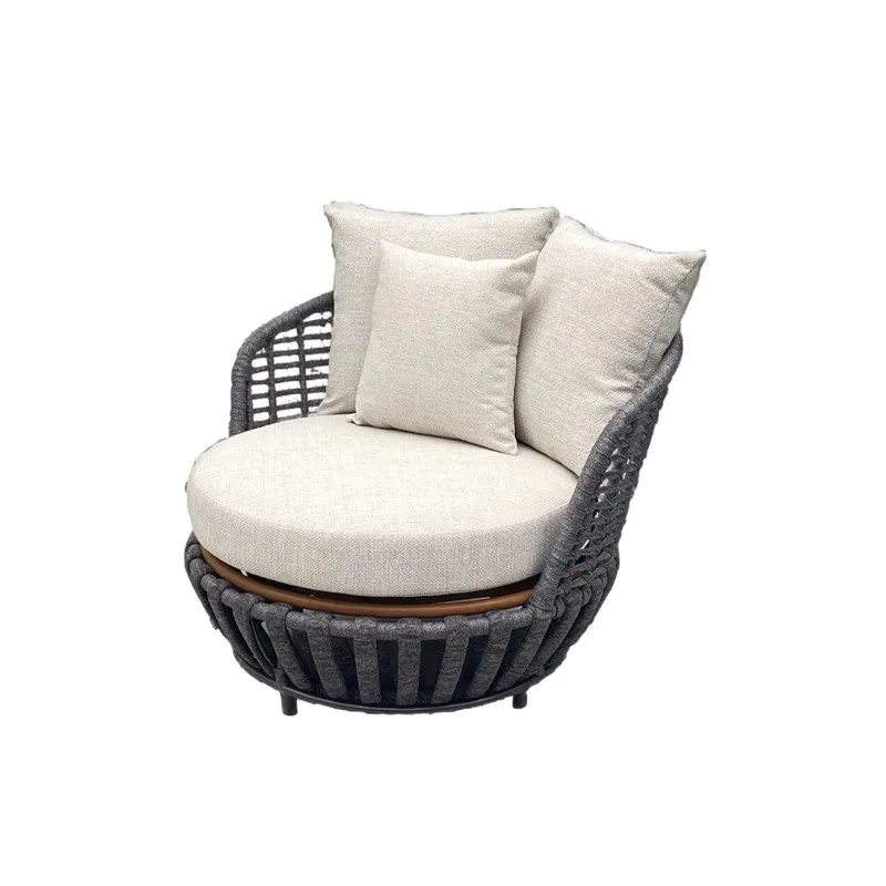 

Outdoor rope sofa courtyard terrace hotel bed and breakfast garden Nordic leisure sunscreen waterproof sofa coffee table