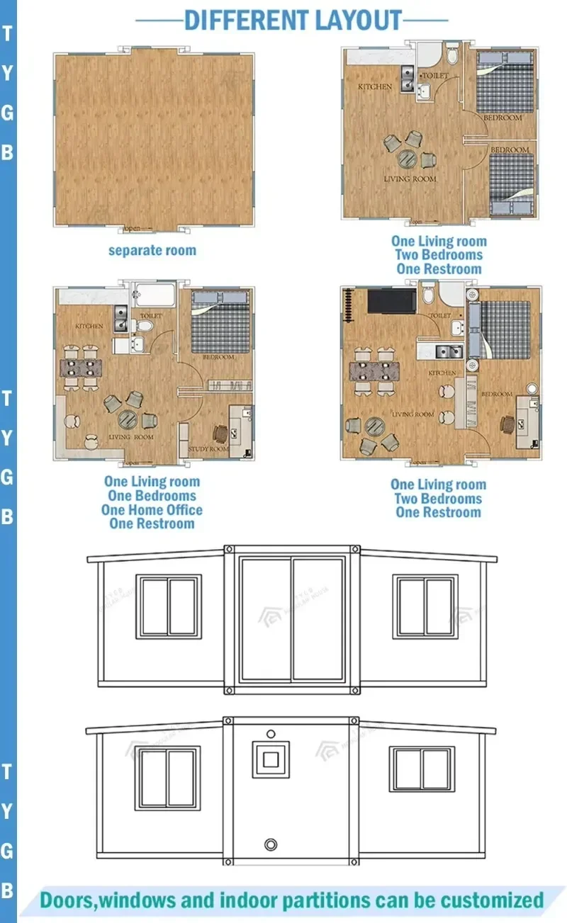 Customized 20ft/30ft/40ft Folding Luxury 2 3 4 Bedrooms Living Mobile Modular Prefab Container Houses