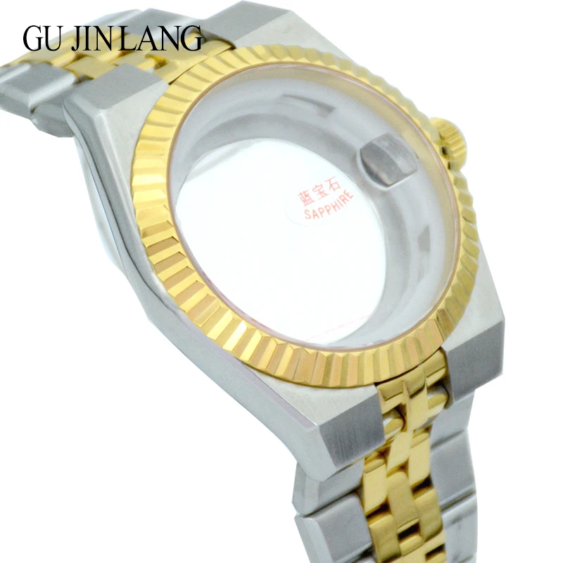 

41mm Mechanical Watch Case And Strap Stainless Steel Sapphire Glass Suitable For NH35/NH36 Movement