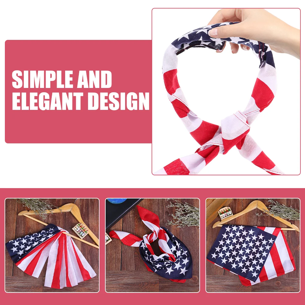 Flag Scarf Multifunctional Headscarf Band Independent Day Accessories Square Bandanas for Women Cloth Man