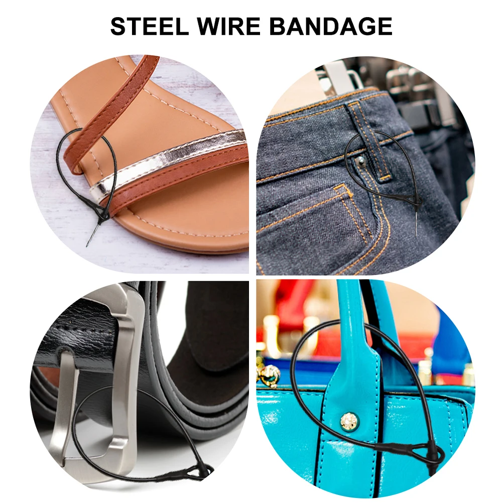 

50 Pcs Steel Cable Plastic Lanyard Security Wire Clothing Tags Hard Compatible Pin