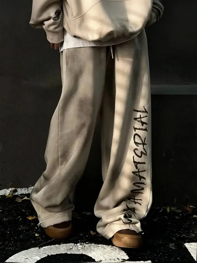 Men Streetwear Vintage Clothes Wide Leg Baggy Sweatpants for Man Y2k Washed Dirty Wasteland Casual Pants 2026 Fashion Sport New