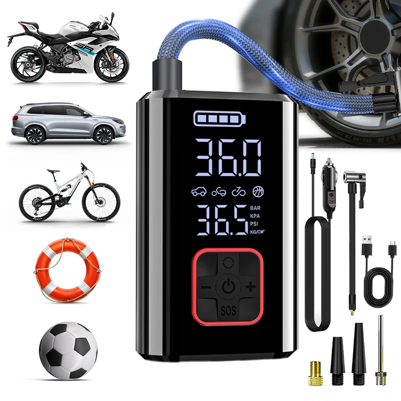 150PSI Cordless Air Pump-Portable Tire Inflator for Car,Bike,Motorcycle,Balloons,Air Mattress USB OUTPUT,Inflatable Pump