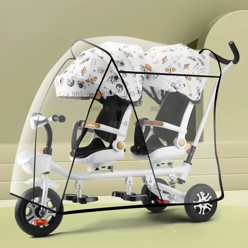 Twin Trolley Multi-seat Tricycle, Passenger-carrying Walking Vehicle Suitable for Two Riders