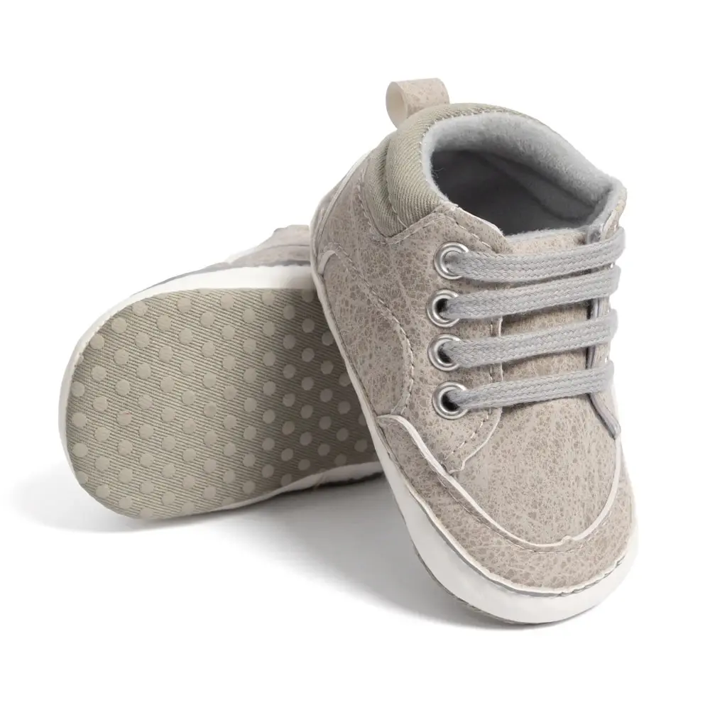 

Meckior Four Seasons High-top Hundred Baby Sneakers Newborn Baby Shoes PU Lace-up Casual Shoes Baby Boy Girl Shoes Anti-slip