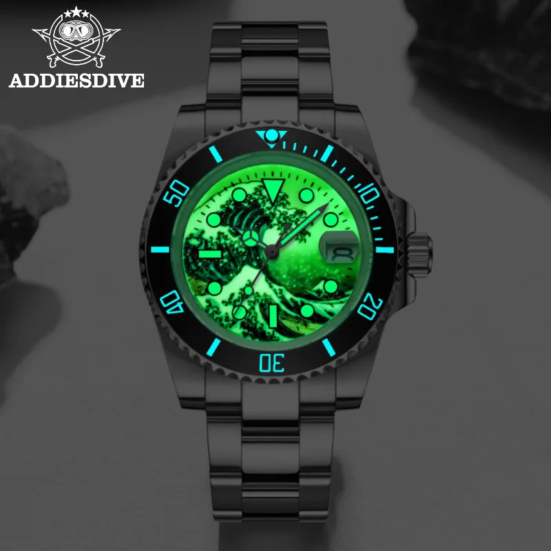 ADDIESDIVE Stainless Steel Watches Men\'s European and American Business Casual Mechanical Watches Waterproof Outdoor Sport Watch