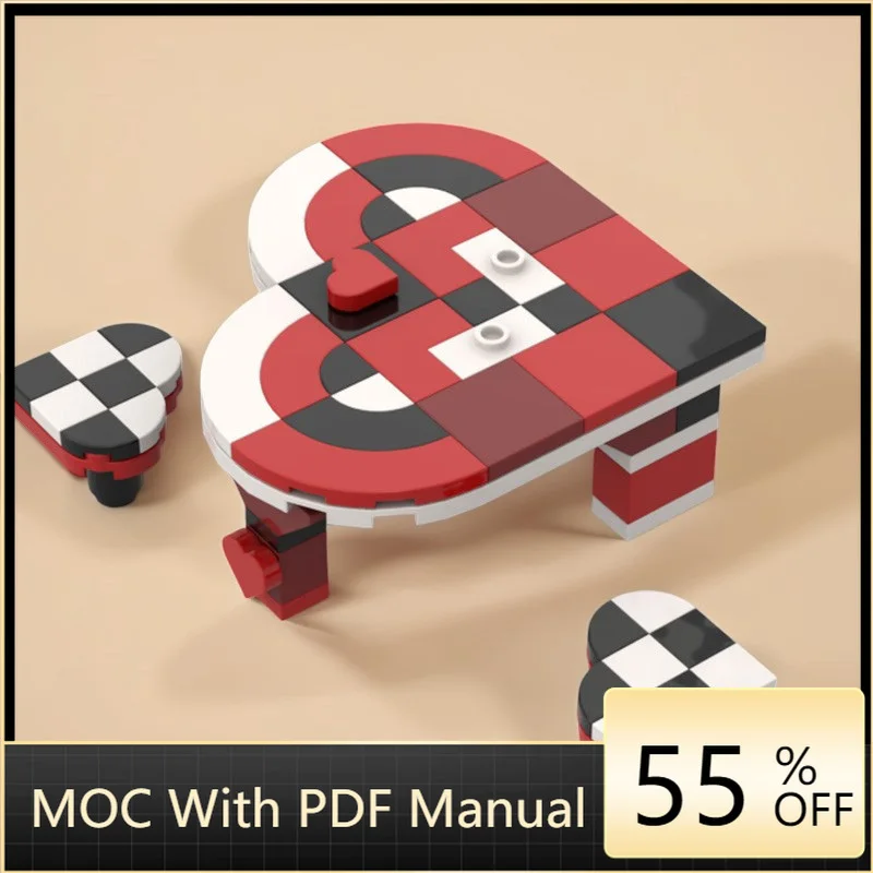 

66 шт. MOC, модель стола в форме сердца, строительный блок, кирпич, креативная образовательная сборка, игрушка «сделай сам», Birthhay, рождественский подарок