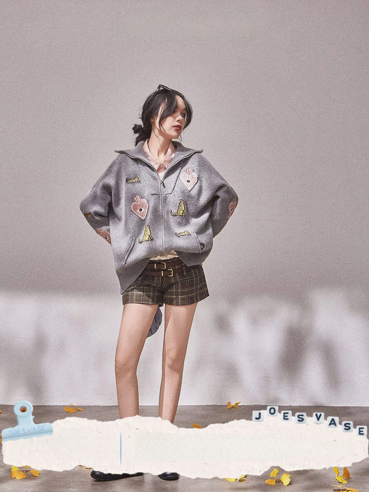 

ay Knitted Print Sweater Women's Casual Sle Long Sve Zipper Closure Pullover Coat by Yu Hua Zun New Autumn Collec...