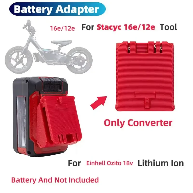 Adaptador de batería para baterías Stacyc a Ozito Einhell18V. Funciona con todas las nuevas bicicletas Stacyc (solo adaptador)