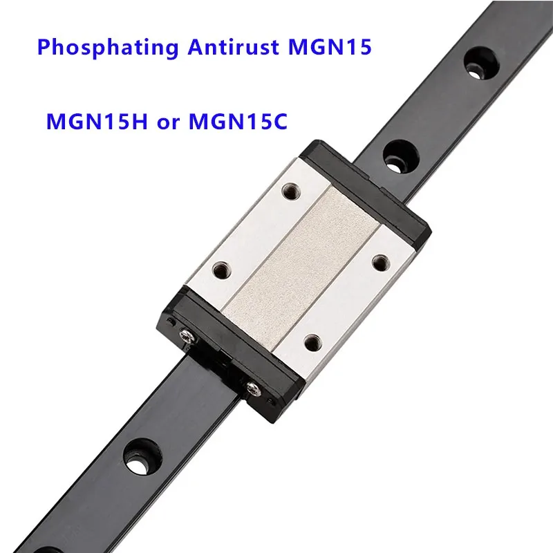 MGN15 15mm Linear Sliding Guide Rail Full Black L 50 100 300 500 1200mm + MGN15H or MGN15C Block for DIY 3D Printer and Machines