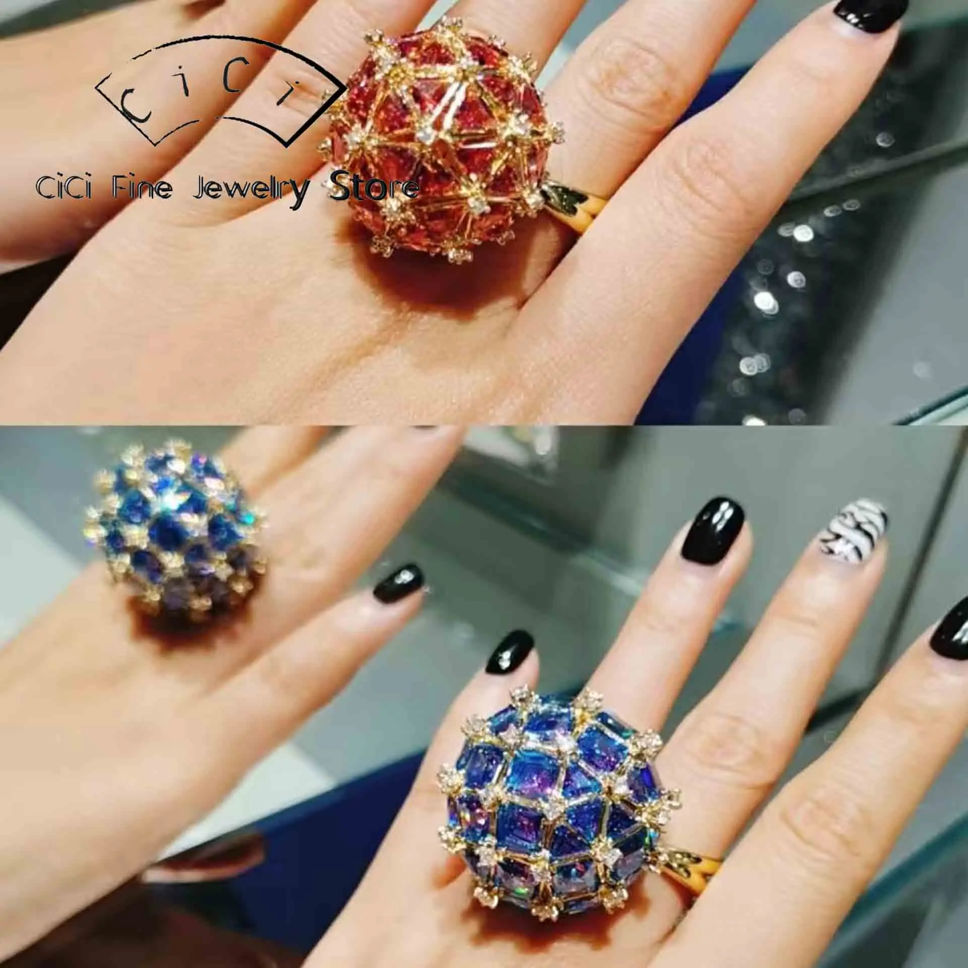 

2026 Original Luxury for Women Various Shapes Rings Fashion Cut Crystal Geometric Rings Best Party Accessories for Friends