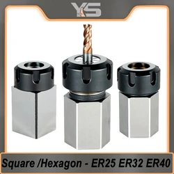 Square ER25 ER32 ER40 Chuck Block Hard Steel Hex ER Spring Chuck Seat for CNC Lathe Engraving Cutting Machine Tool Holder