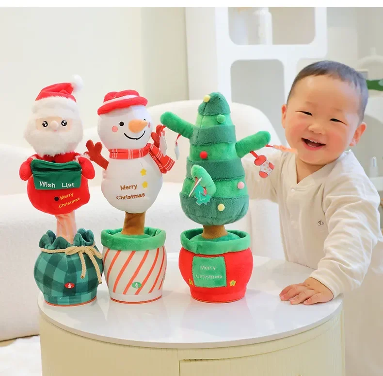 Animaux en peluche d'arbre de Noël pour enfants et amis, jouet roi prudent, répète ce que vous dites, bonhomme de neige, phtalchant