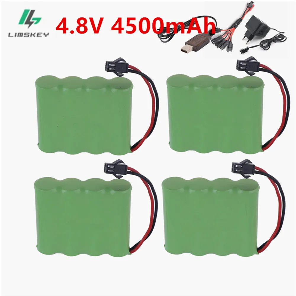 4.8v 4500mah NiMH Battery AA 4.8v Rechargeable Battery Ni-MH 4*AA Battery Pack For Rc toys Cars Tanks Robots Boats Guns