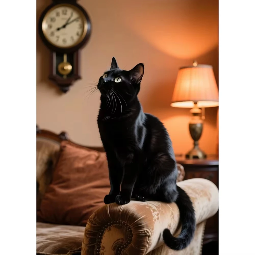 

500 1000 1200 2000pcs Jigsaw Puzzle Black Cat Mysterious Animal Portrait For Adults Brain Teaser Family Game Gift