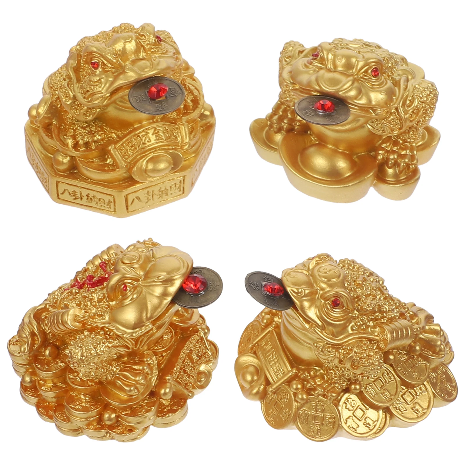 

4 Pcs naments Coin Statue Resin Desk Decor Small Ancient Office Wealth Figures Chinese Style Frog Chinese Style Toad Luck
