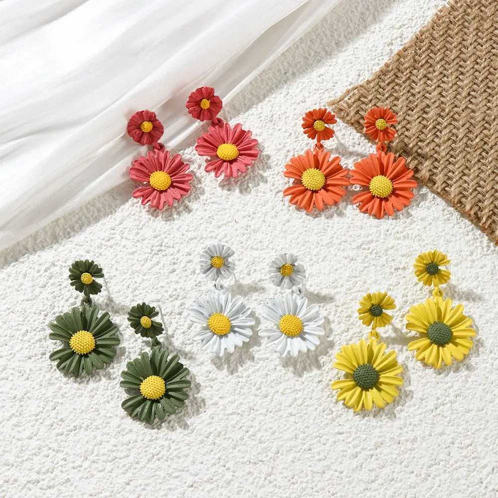 Korean Flower Cute Summer Drop Earrings Daisy Earrings Dangle Earrings Fashion Jewelry