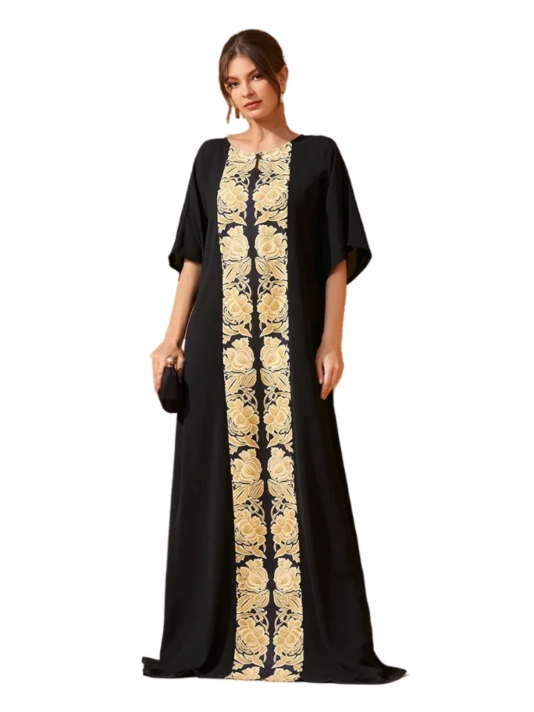 Muslim Women Cardigan Abaya 2024 Floral Print Dress Party Eid Dresses Dubai Arab Ramadan Abayas Caftan Kaftan Maxi Vestidos