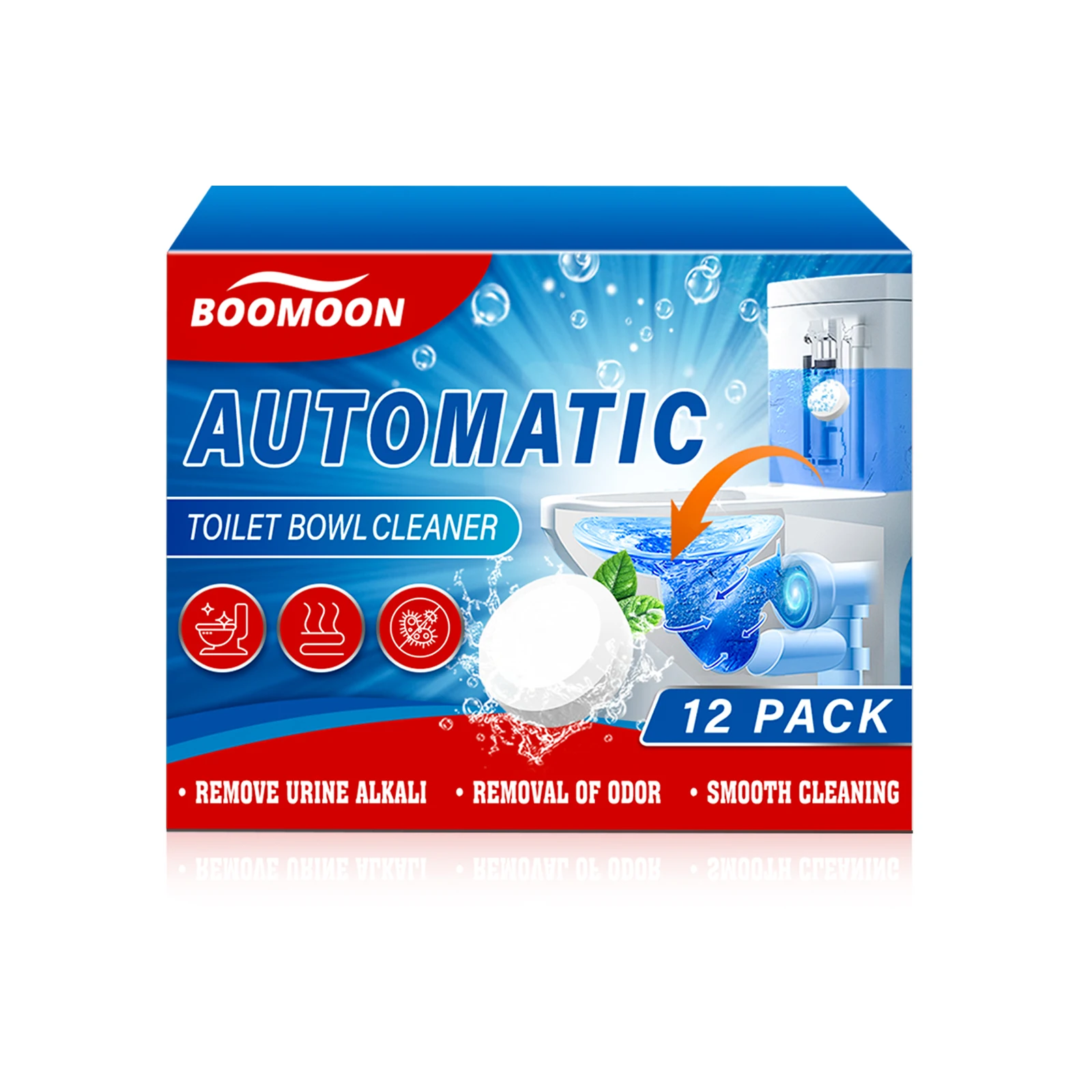 Geüpgradede All-in-One Automatische Toilet Reinigingstabletten 12-pack - Diepgaande reiniging, verwijdert direct kalkaanslag & urinegeur. - afbeelding 2