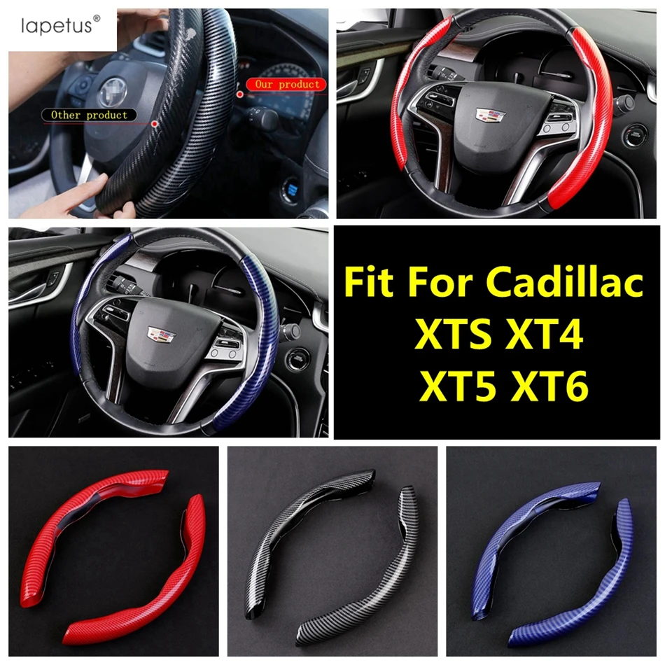

Для Cadillac XTS XT4 XT5 XT6 Комплект украшения ручки рулевого колеса, накладка из углеродного волокна/синий/красный, автомобильные аксессуары для интерьера