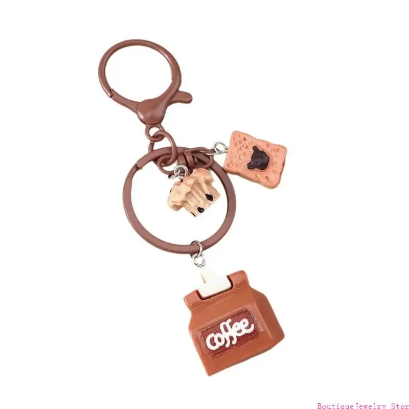 E1PE Miniature Cafe Theme Charm Metal Resin Holder Ornament for Enthusiasts