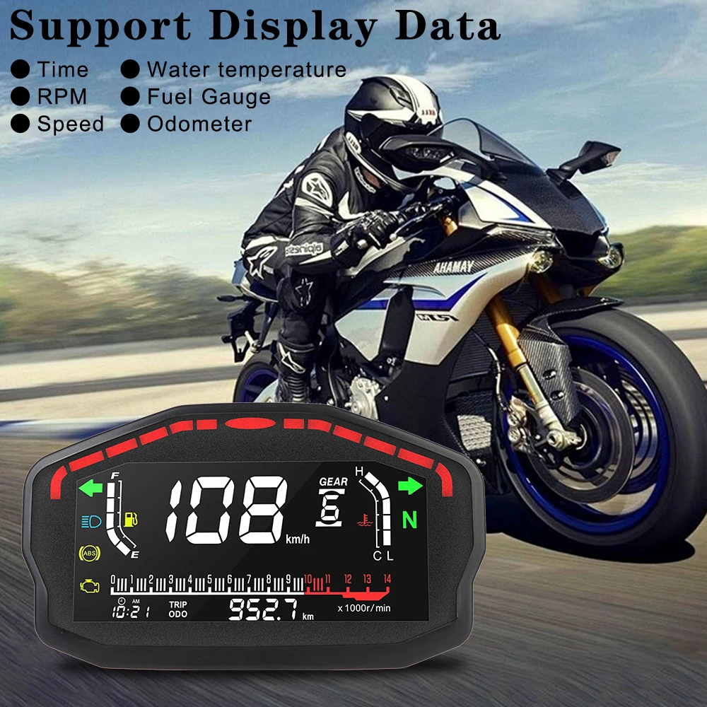 Contachilometri LCD retrò Moto Refit Tachimetro digitale per moto Scooter universale ATV Meter Indicatore contagiri a LED a 2/4 cilindri