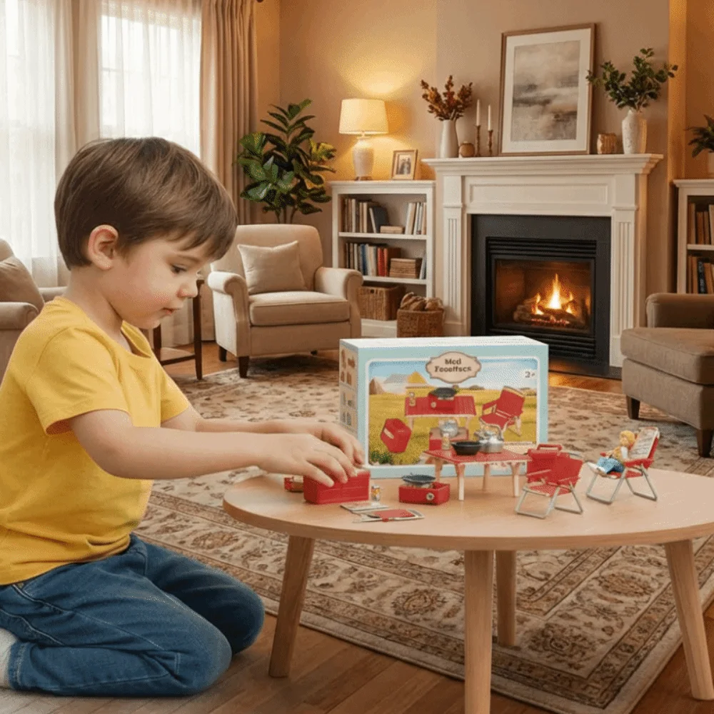 シミュレーションモデルミニチュアキャンプピクニックセット 1:12 ドールハウス折りたたみ椅子ガスストーブモデルごっこ遊びままごとおもちゃギフト