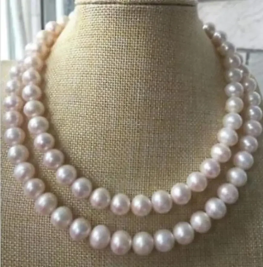 Jewelr COOL UNIQUE 3-ROW 100% GENUINE Natural fresh water WHITE PEARLS BEADS CLASP NECKLACE