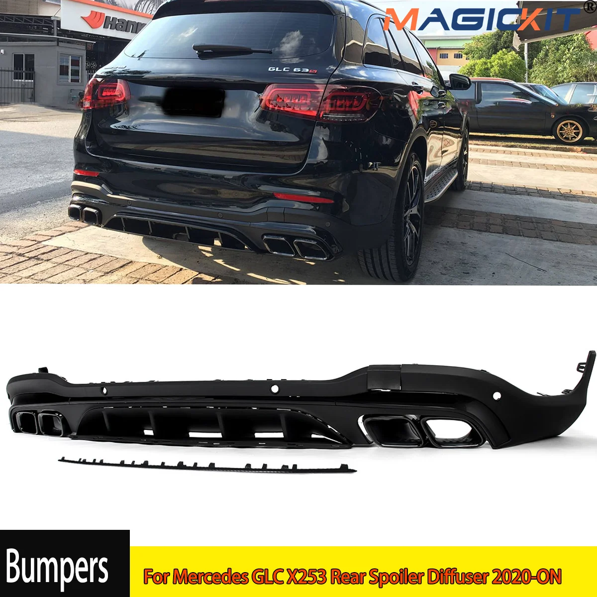 GLC63 AMG Look Black Tailpipe For Mercedes GLC X253 Rear Spoiler Diffuser 2020+