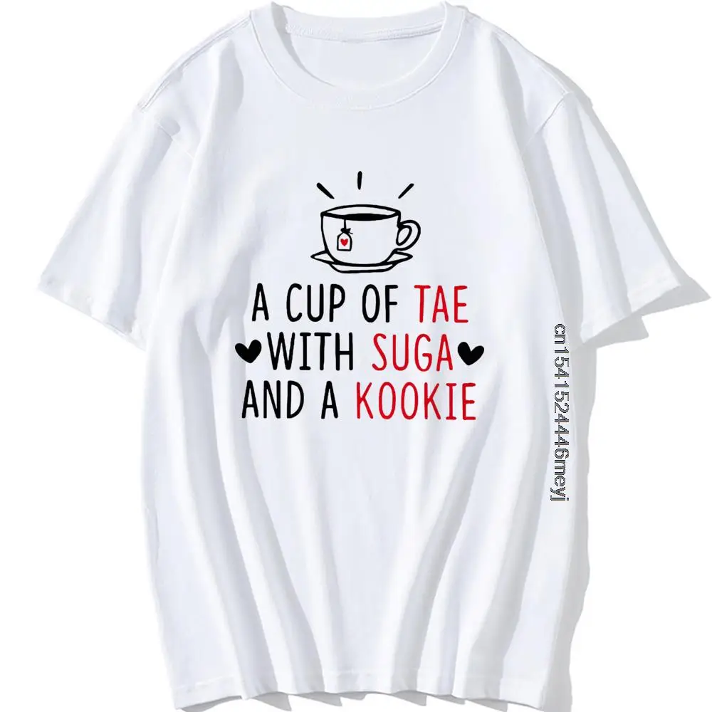 Harajuku Kpop Tshirt A Cup of Tae with Suga and Kookie T-shirt Sonyeondan K-Pop Art Korean Fashion Summer Men Clothes