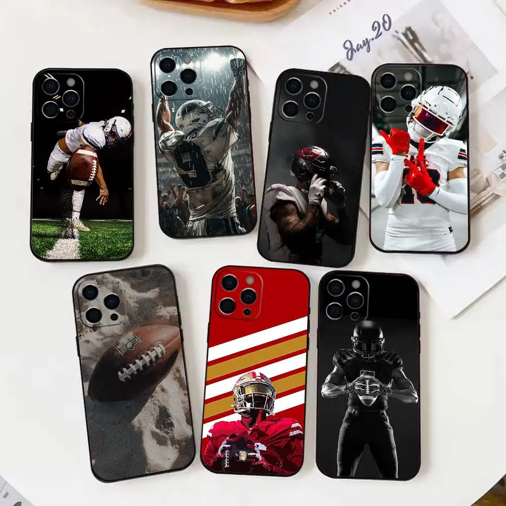 

A-American F-football competition Phone Case For iPhone17,16,15,14,13,12 Plus,Max Soft Silicone Black Cover