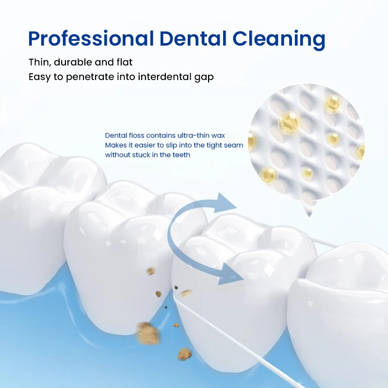 Oral B Essential Mint Floss 50M Professional Dental Cleaning Floss Portable Wax Coating Dental Floss Removal Plaque Deep Clean