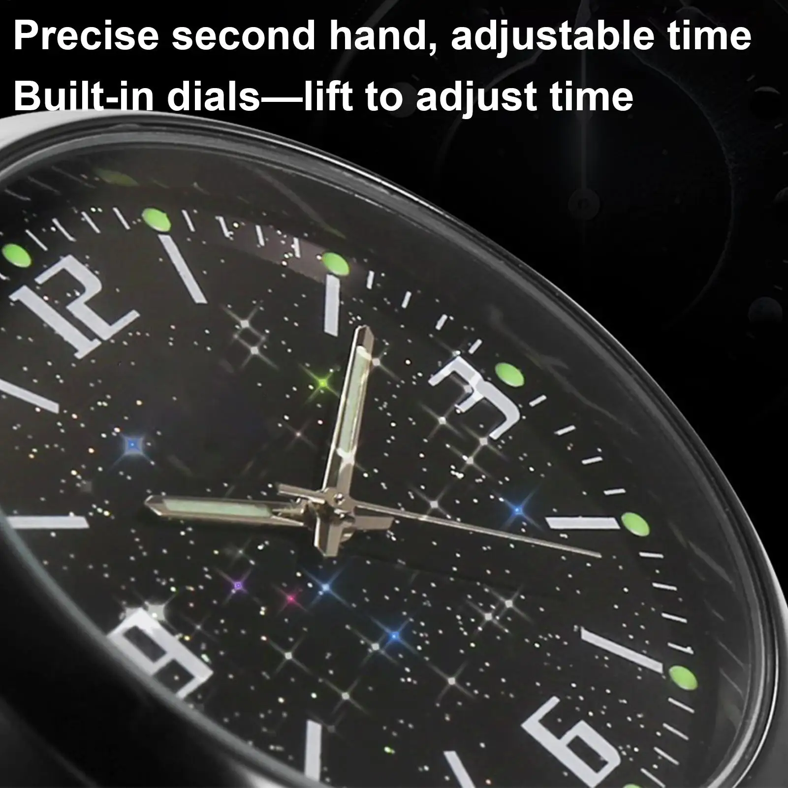 

Stick-On Glowing Quartz Car Clock Vent Dashboard Watch Travel Driving Commuting Touring for Men Women Drivers Truck RV