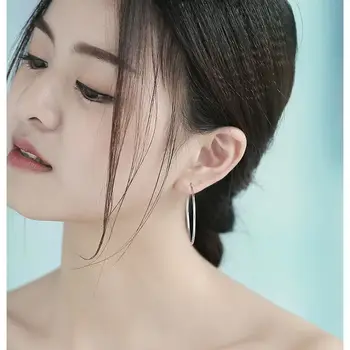 女士100% 925純銀環耳環,禮盒包裝,簡約銀圈耳環,適合穿孔佩戴 10 最佳銷售 純銀圈形耳環 - №2