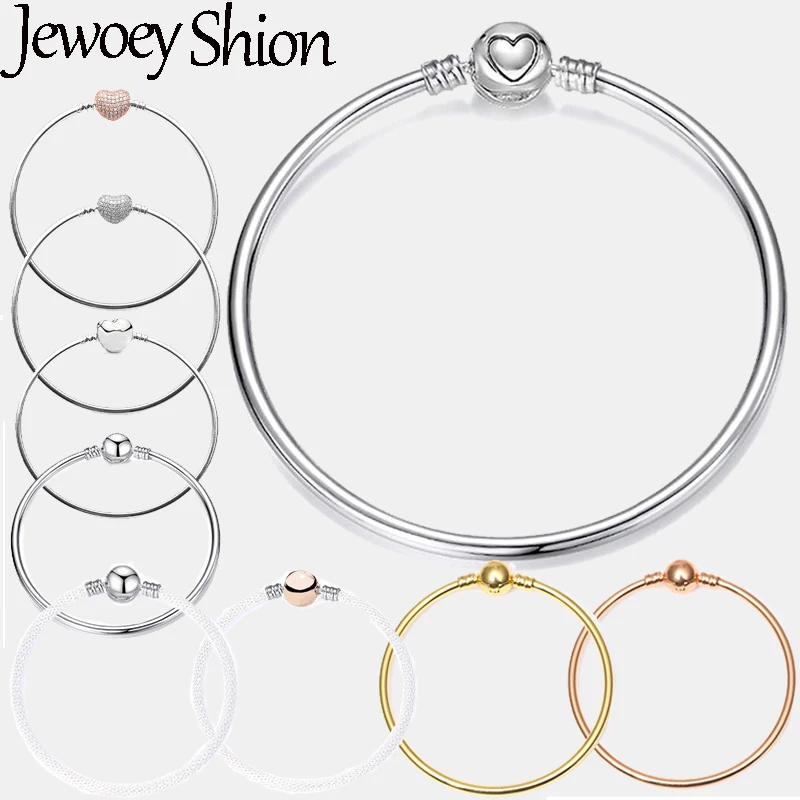 Jewoey Shion 9 Styles 17-21cm Silver Color Charm Bracelet Fits DIY Snake Chain Brand Bracelets & Bangles For Women Jewelry Gift